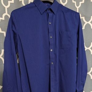 VanHeusen men's dress shirt. Size Large 16-16 1/2.  Blue with white stripes.